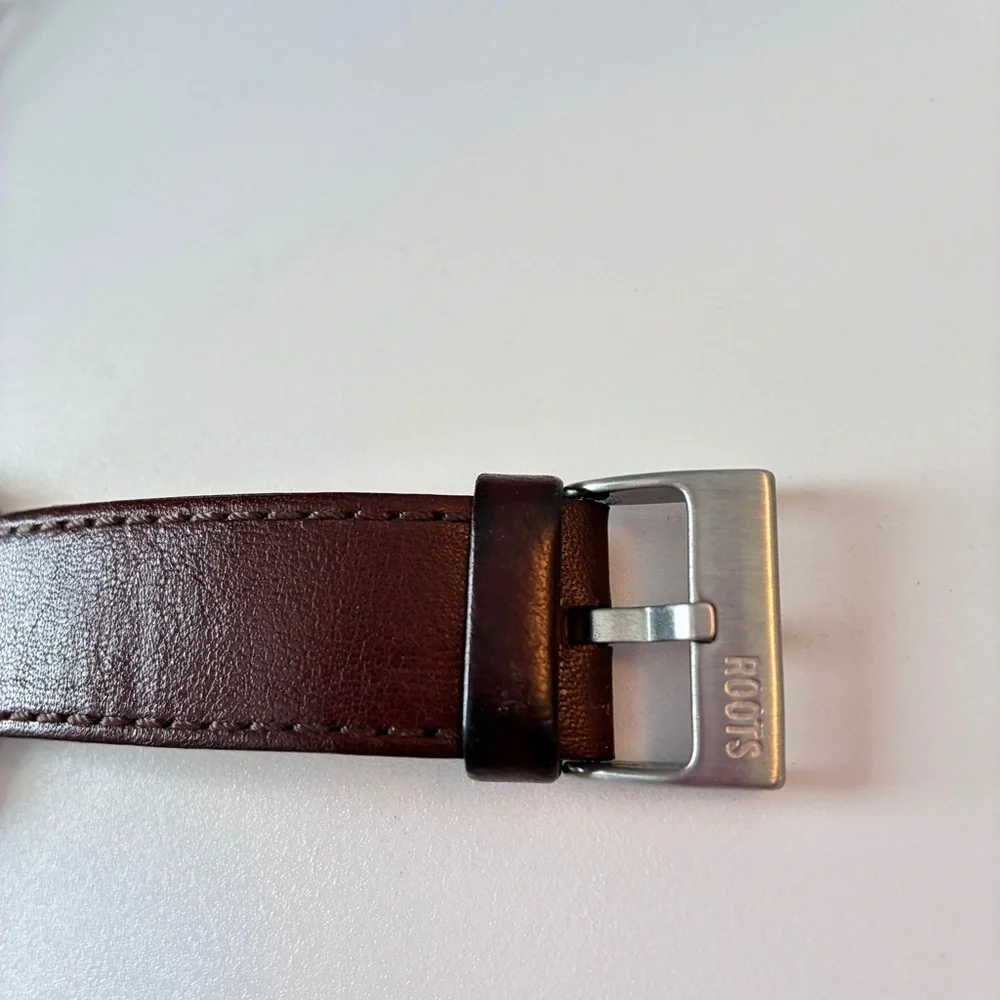 Roots Canada Mens Chronograph Watch With Brown Leather Watchband Vintage